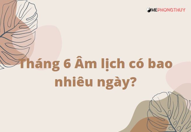 Tháng 6 Âm lịch có bao nhiêu ngày?