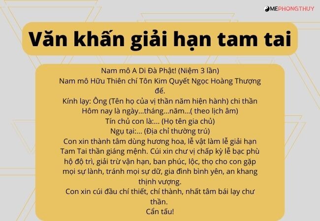 Văn khấn giải hạn tam tai