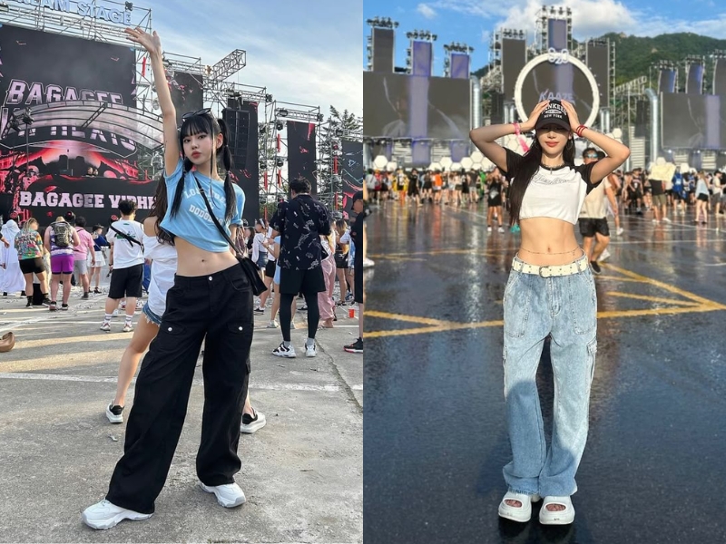 Phong cách Y2K với baby tee đi concert